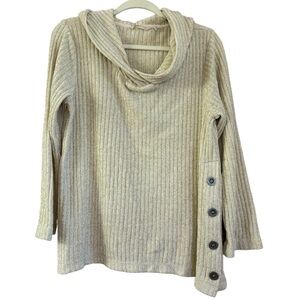 Soft Surroundings Asymptomatic Button Hooded Sweater Cream Color Women’s Small